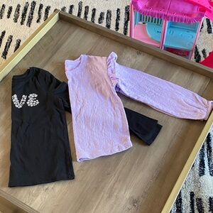 Black and Lavender Kids' Top Set
